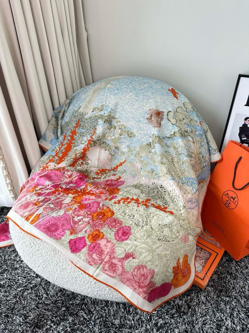 Hermes Retour A La Nature Shawl 140 Cashmere Silk H243854S 04