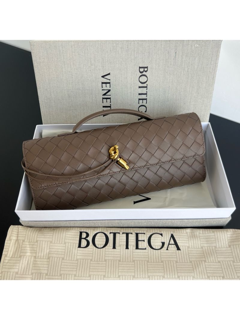 Bottega Veneta BV Long Clutch Andiamo With Handle Intrecciato Lambskin Leather 741511 Taupe