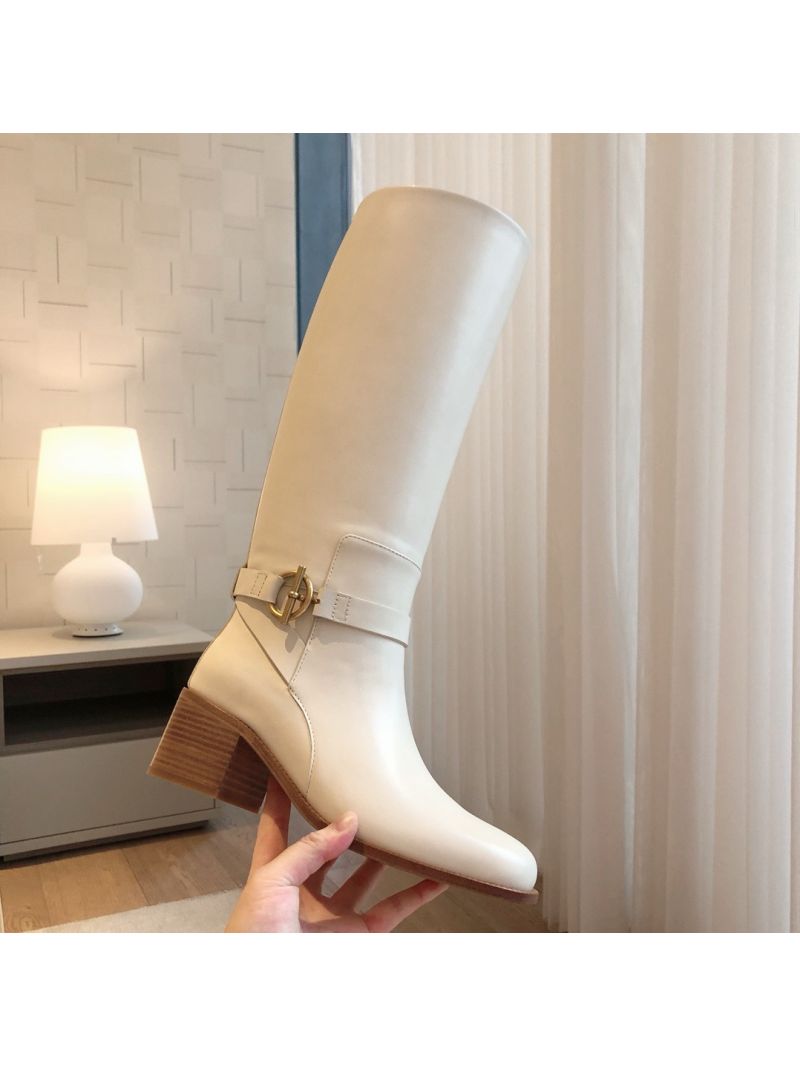 Hermes Justine 50 Boot With Glenan Buckle H242003Z Calfskin White