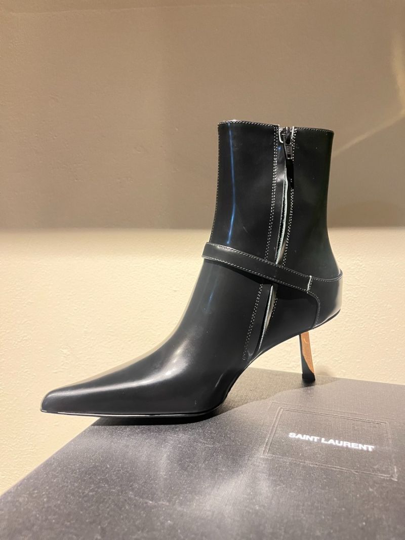 Saint Laurent YSL LEE Booties In Glazed Leather 7.5cm 806645