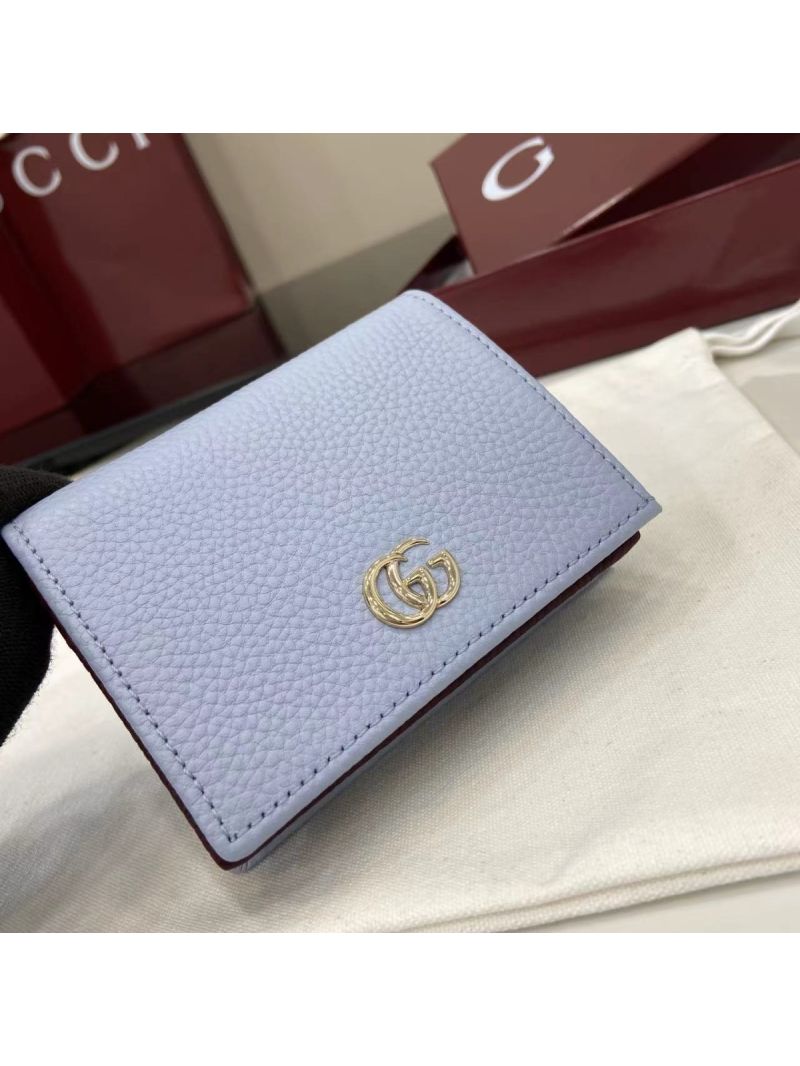 Gucci Bi-color GG Marmont Small Leather Wallet 456126 Light BLue