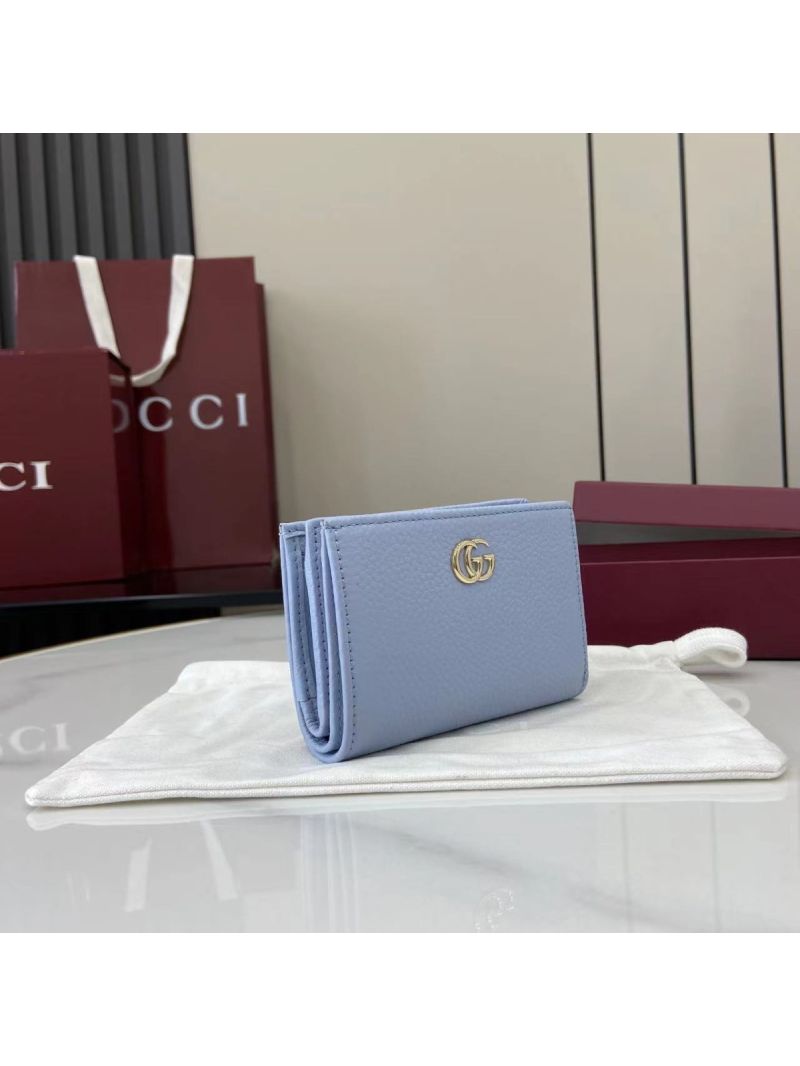 Gucci Bi-color GG Marmont Small Wallet in Light Blue Leather 790063