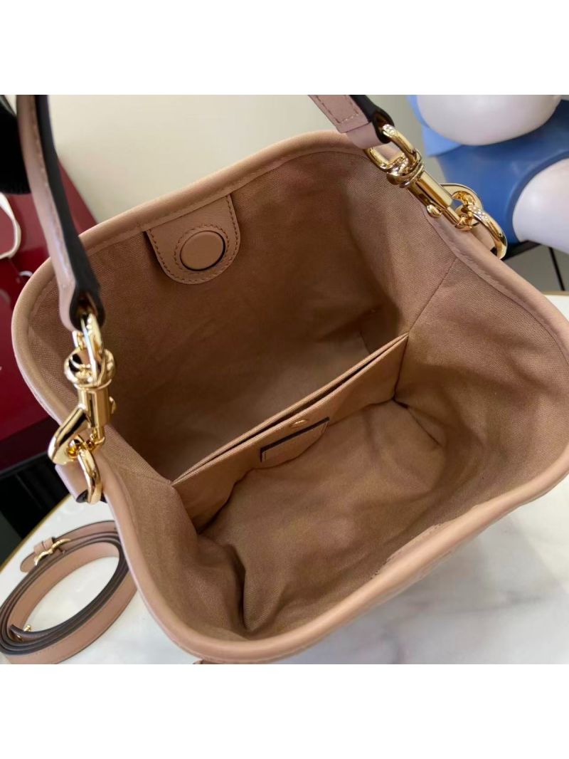 Gucci GG Emblem Small Bucket Bag in Beige/Pink 815118