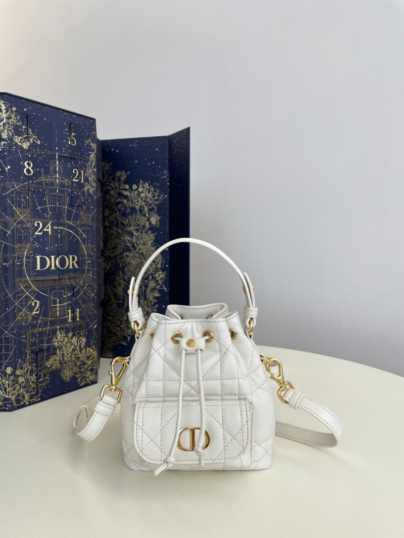 Dior Caro Nano Bucket Bag Latte Macrocannage Lambskin S5250U