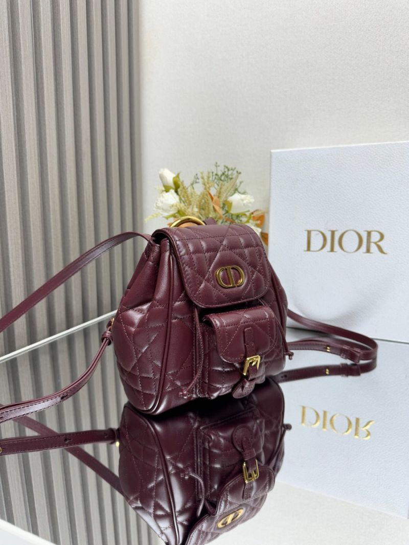 Dior Small Dior Caro Backpack Macrocannage Lambskin M6302 Wine