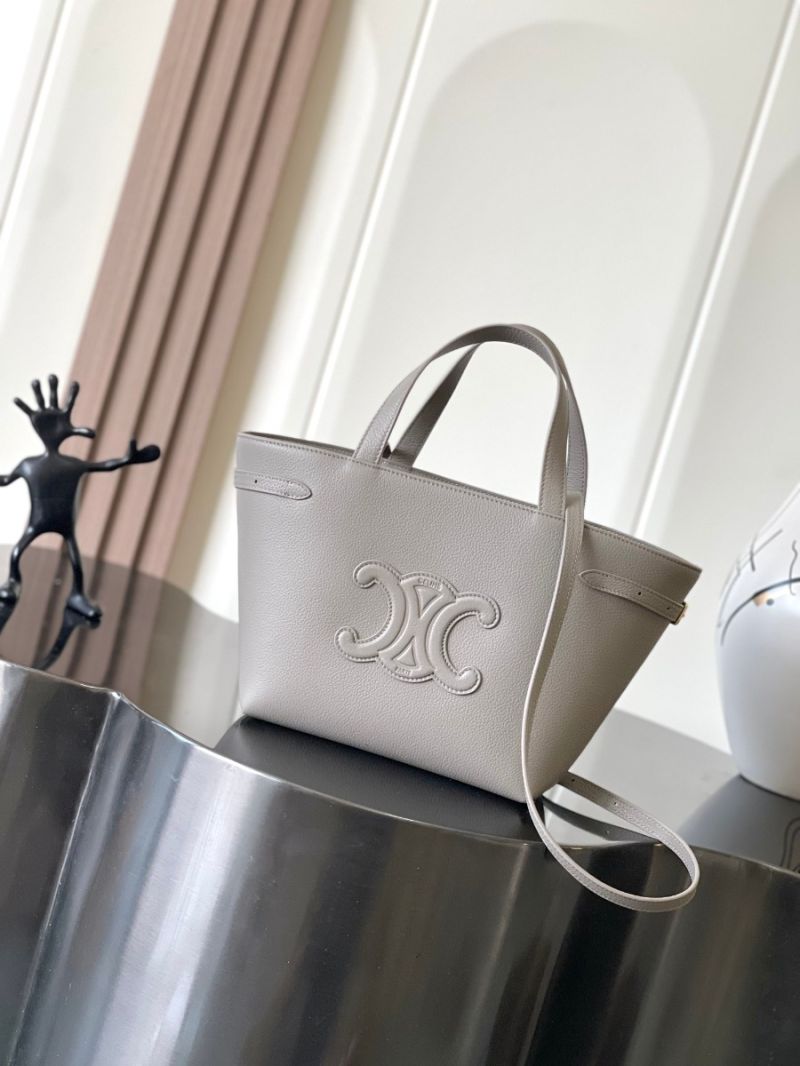 Celine Mini Cabas Anais Cuir Triomphe In Grained Calfskin 118613 Pepple Grey