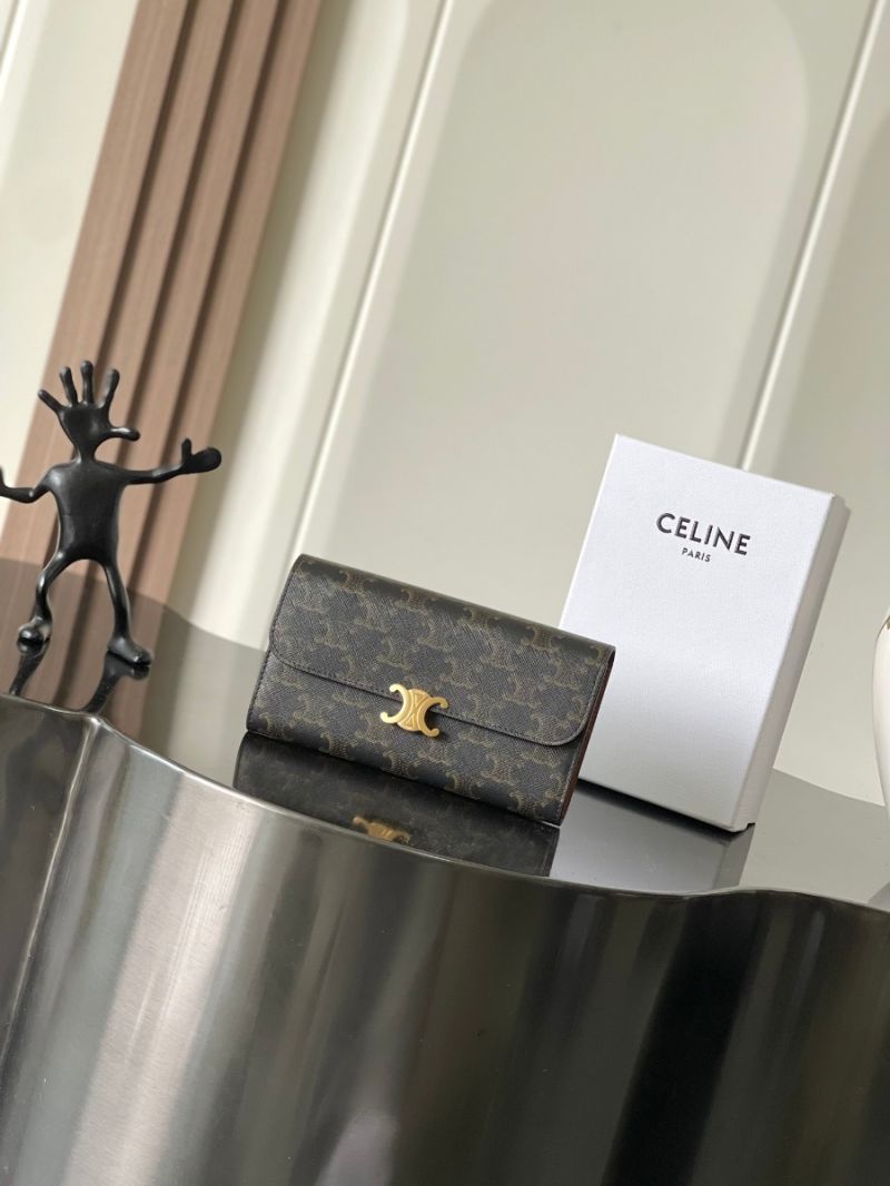 Celine Large Wallet Triomphe In Triomphe Canvas and Calfskin 10E313