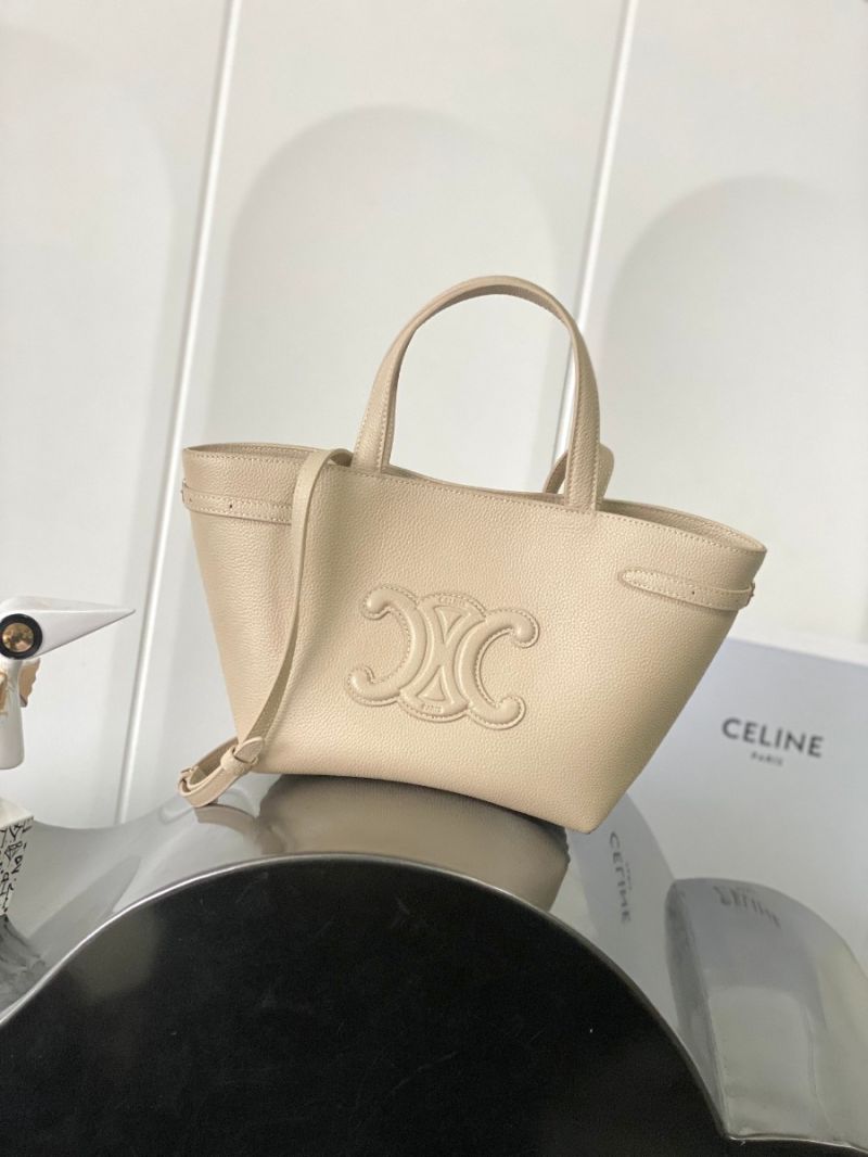 Celine Mini Cabas Anais Cuir Triomphe In Grained Calfskin 118613 Pale Beige