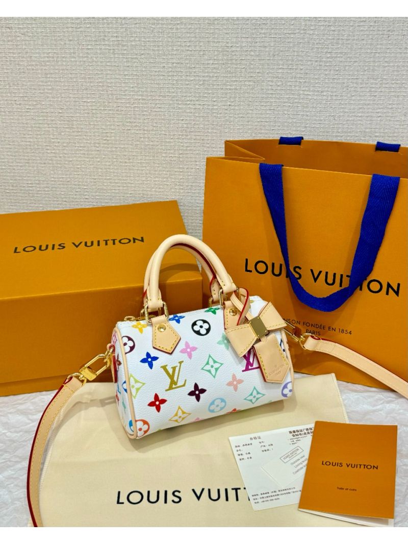 Louis Vuitton LV Takashi Murakami Nano Speedy Monogram Multicolor Nano Speedy White M92645 Limited Edition