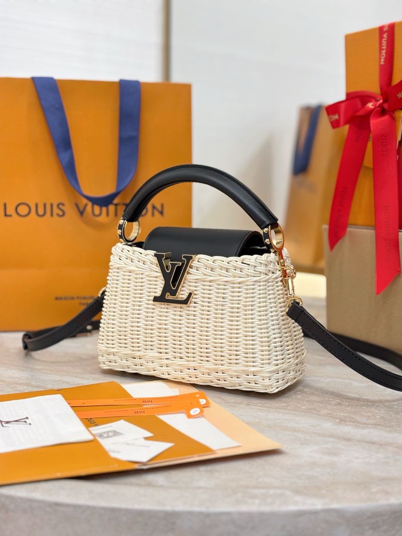 Louis Vuitton LV Picnic Trunk Collection Capucines Mini Rattan and cowhide M14365 Black