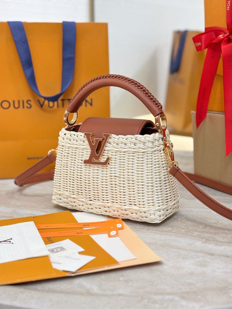 Louis Vuitton LV Picnic Trunk Collection Capucines Mini Rattan and cowhide M14365 Brown
