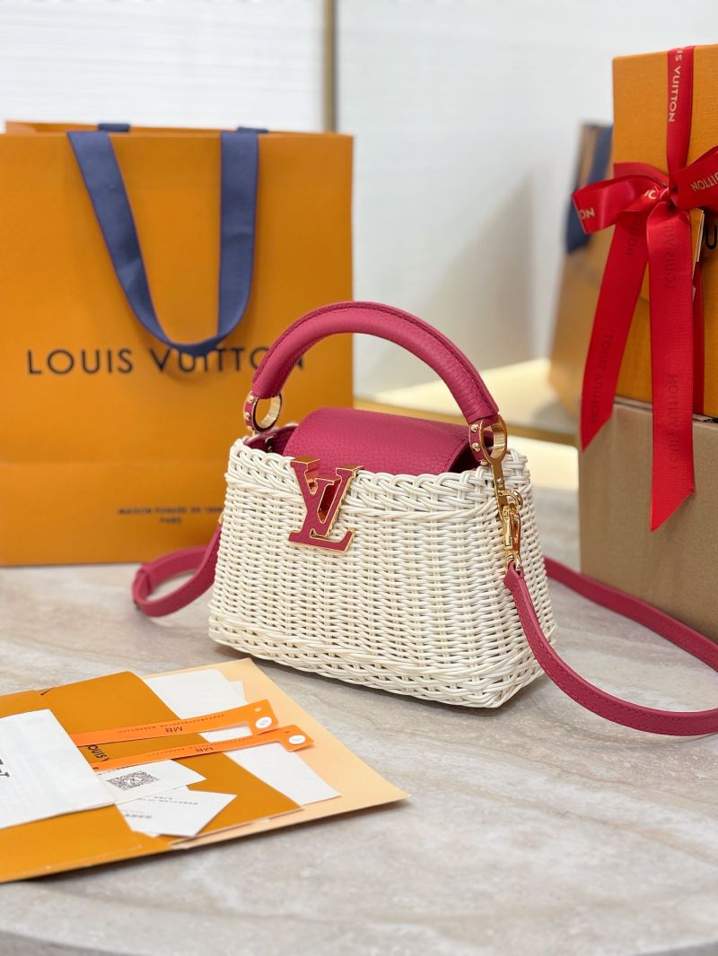 Louis Vuitton LV Picnic Trunk Collection Capucines Mini Rattan and cowhide M14365 Pink