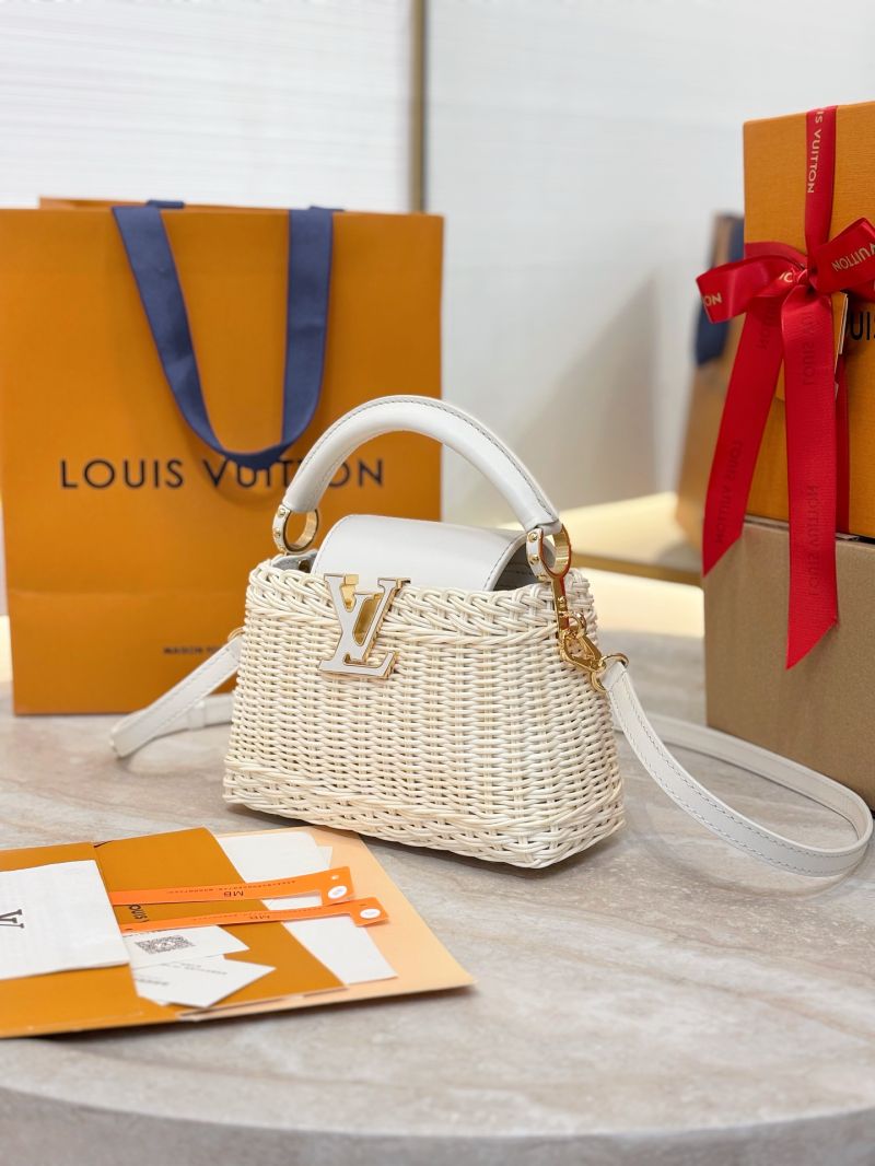 Louis Vuitton LV Picnic Trunk Collection Capucines Mini Rattan and cowhide M14365 White