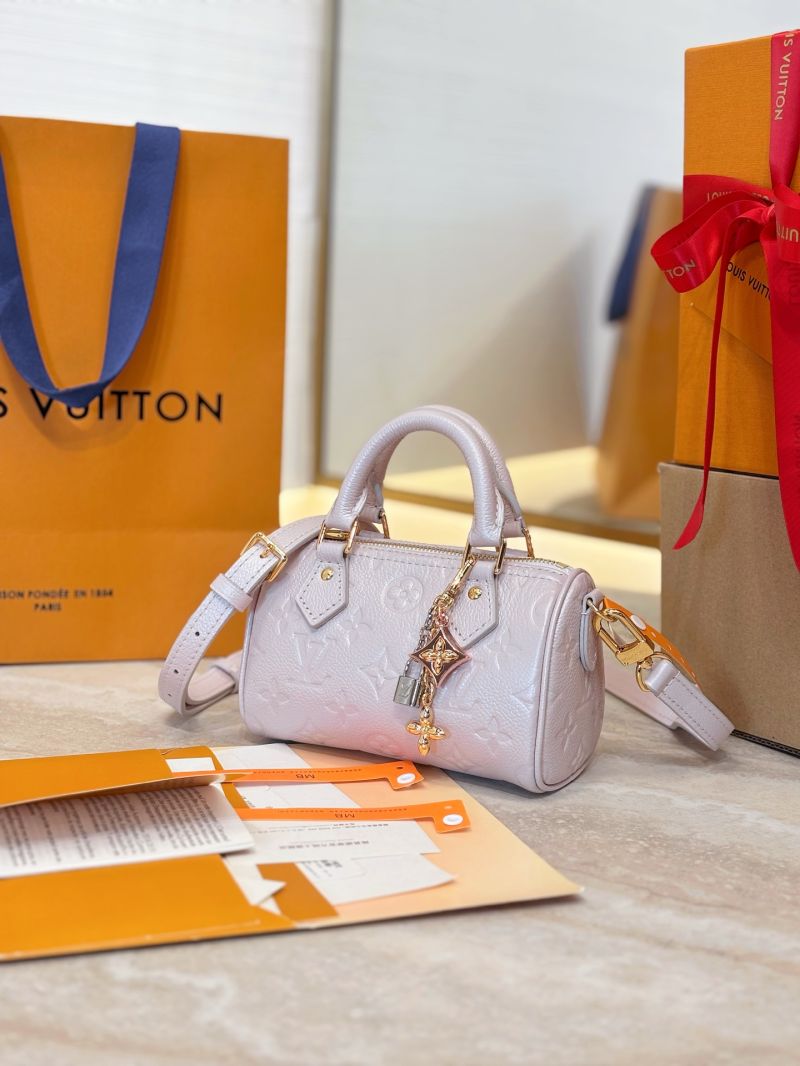 Louis Vuitton LV Nano Speedy Shimmery Snowy Pearl Monogram Empreinte leather M26510