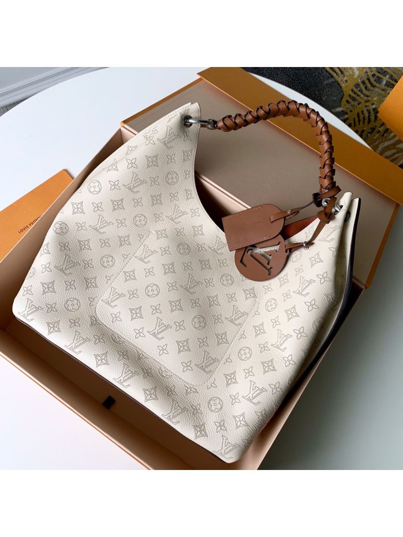 Louis Vuitton LV Carmel hobo bag Mahina calf leather M53188 Crème Beige