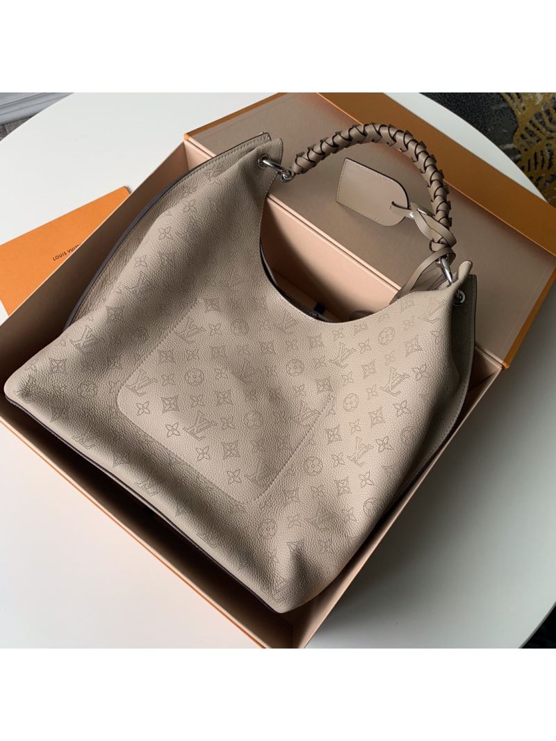 Louis Vuitton LV Carmel hobo bag Mahina calf leather M53188 Galet