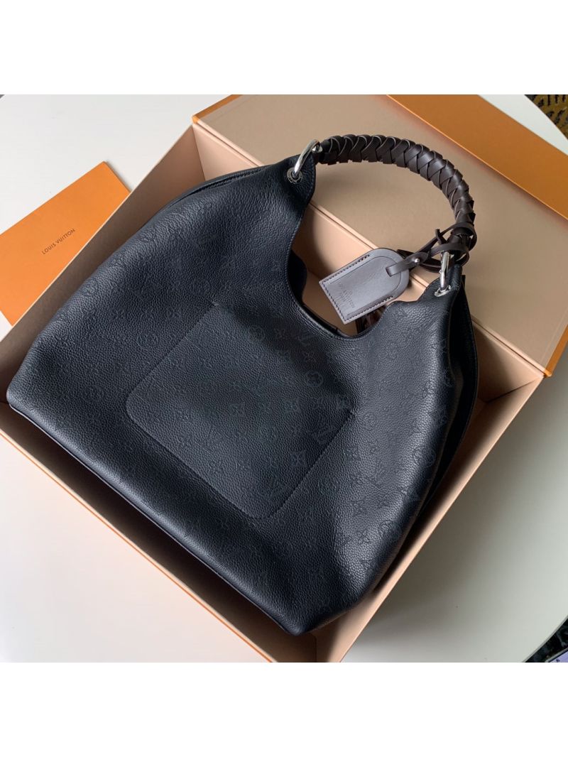 Louis Vuitton LV Carmel hobo bag Mahina calf leather M53188 Black