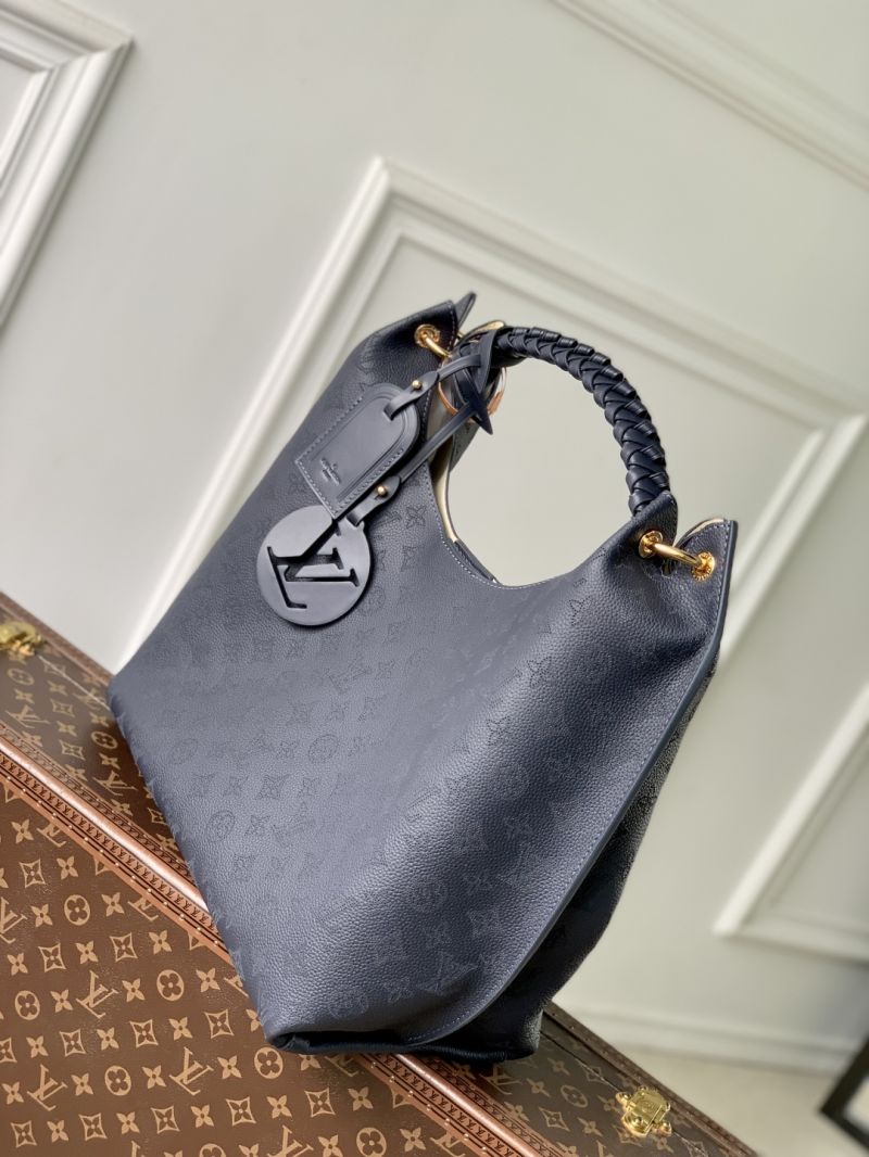 Louis Vuitton LV Carmel hobo bag Mahina calf leather M53188 navy