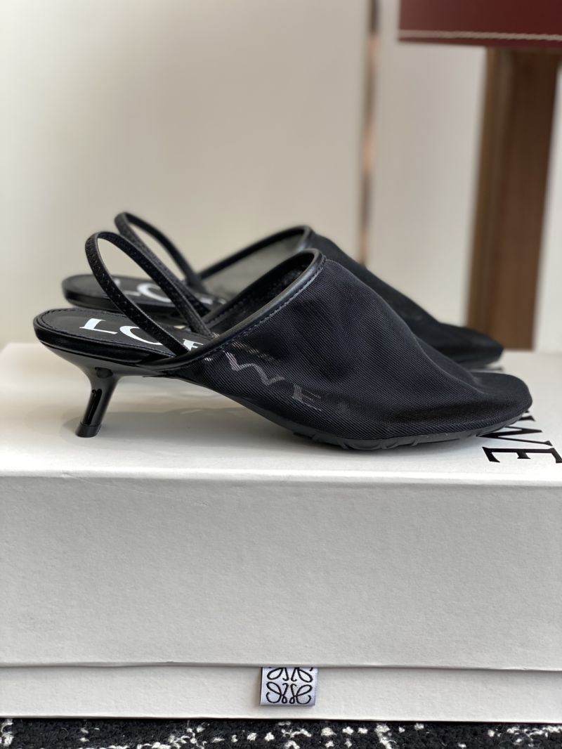 Loewe Petal Slingback Heel Sandal in Mesh 379X01 Black