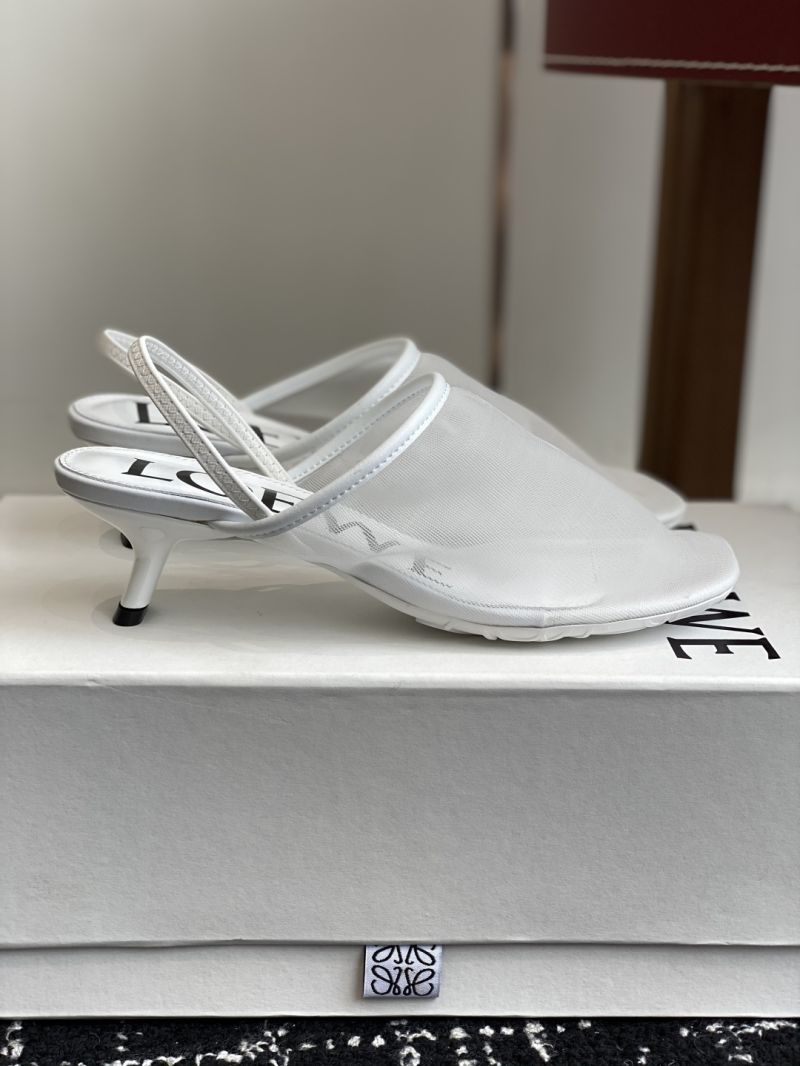 Loewe Petal Slingback Heel Sandal in Mesh 379X01 White