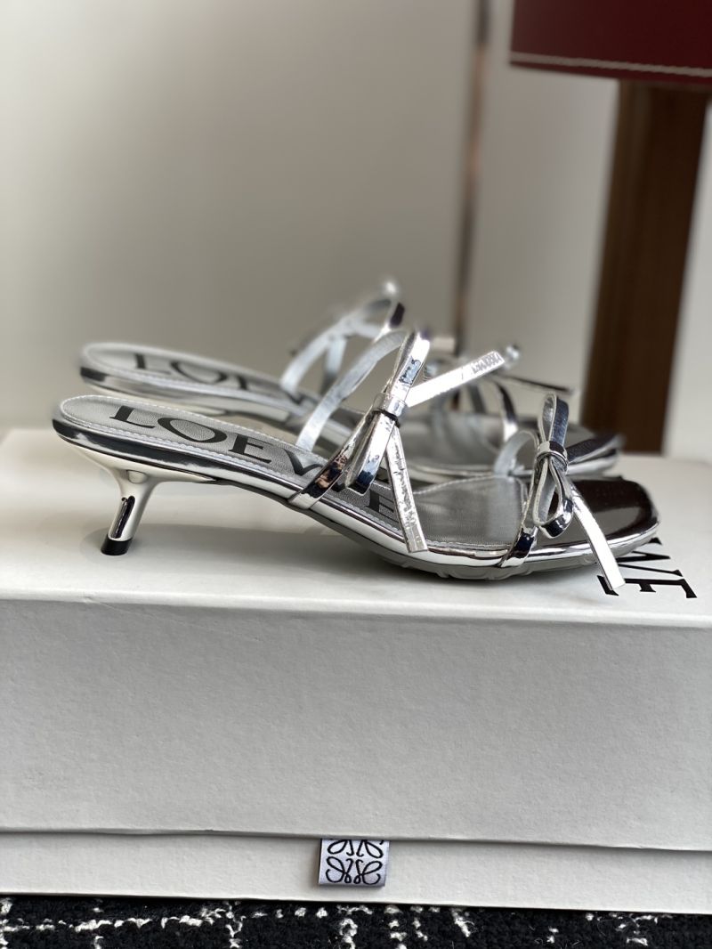 Loewe Petal Stiletto Sandal in Metallic Calfskin 45mm Heel 465X04