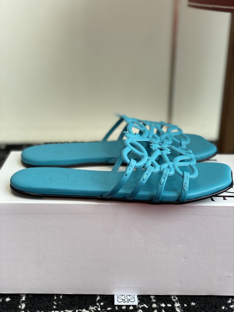 Loewe Petal Anagram Slide in Soft Calfskin 465X08 Blue