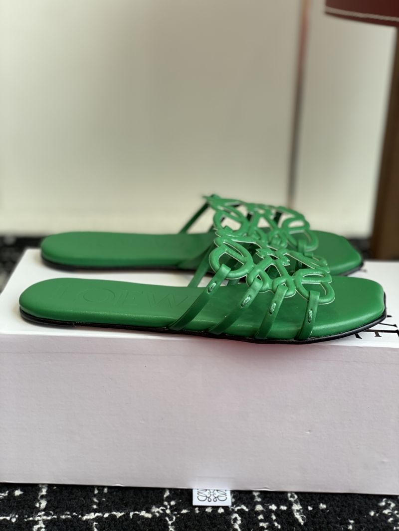 Loewe Petal Anagram Slide in Soft Calfskin 465X08 Green
