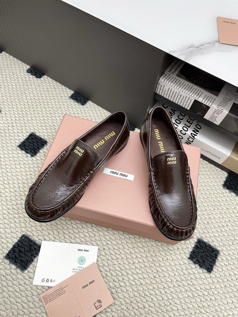Miu Miu Calf Leather Loafers 5D499E Camel