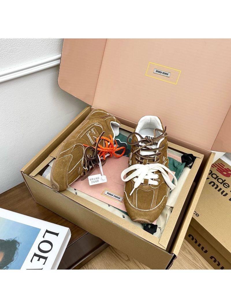 Miu Miu x New Balance Men Female 530 SL Suede Sneakers 5E165E Brown