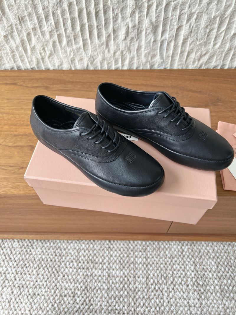 MIU MIU NAPPA LEATHER LACED SHOES 5E637E BLACK