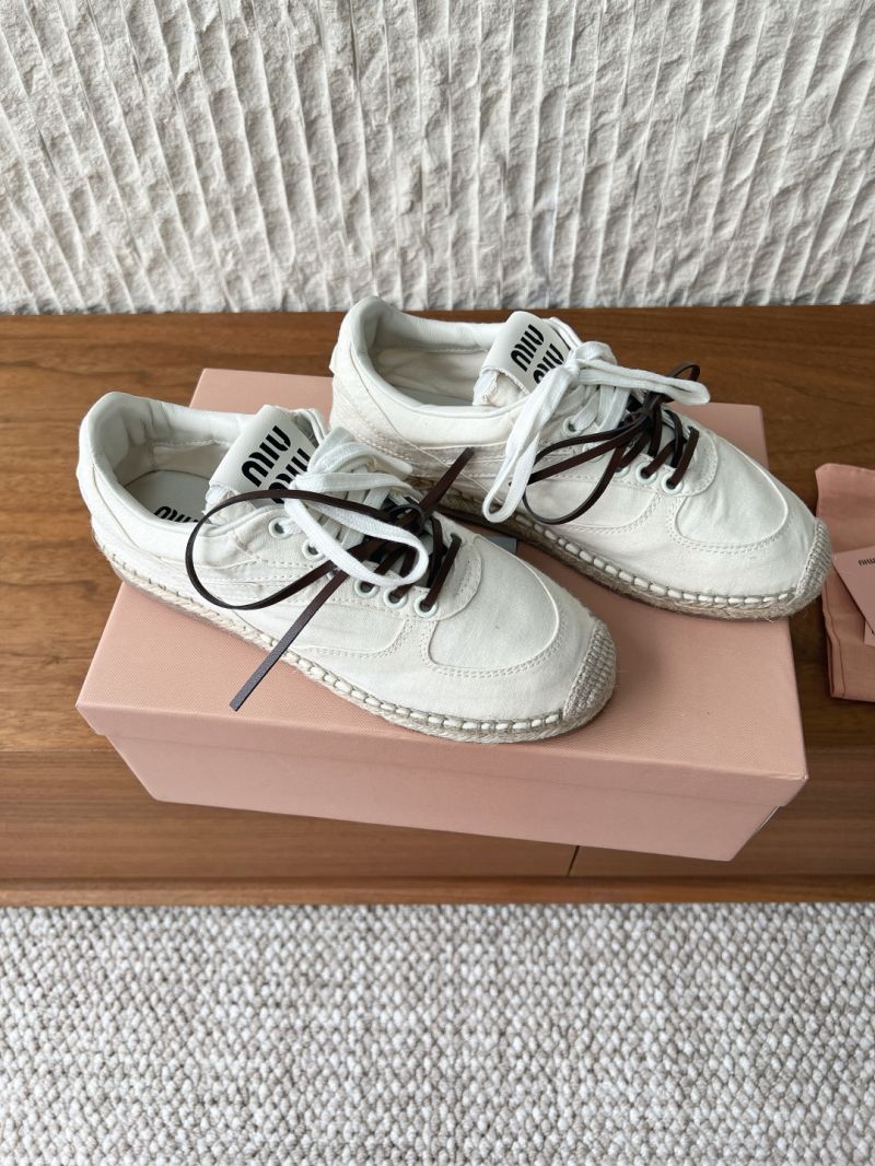 MIU MIU GYMNASIUM CANVAS SNEAKERS 5E668E ECRU