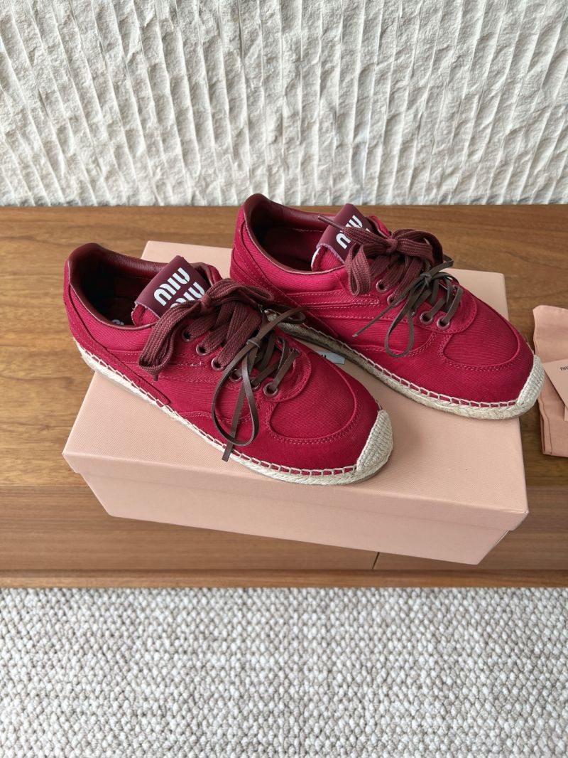MIU MIU GYMNASIUM CANVAS SNEAKERS 5E668E RED