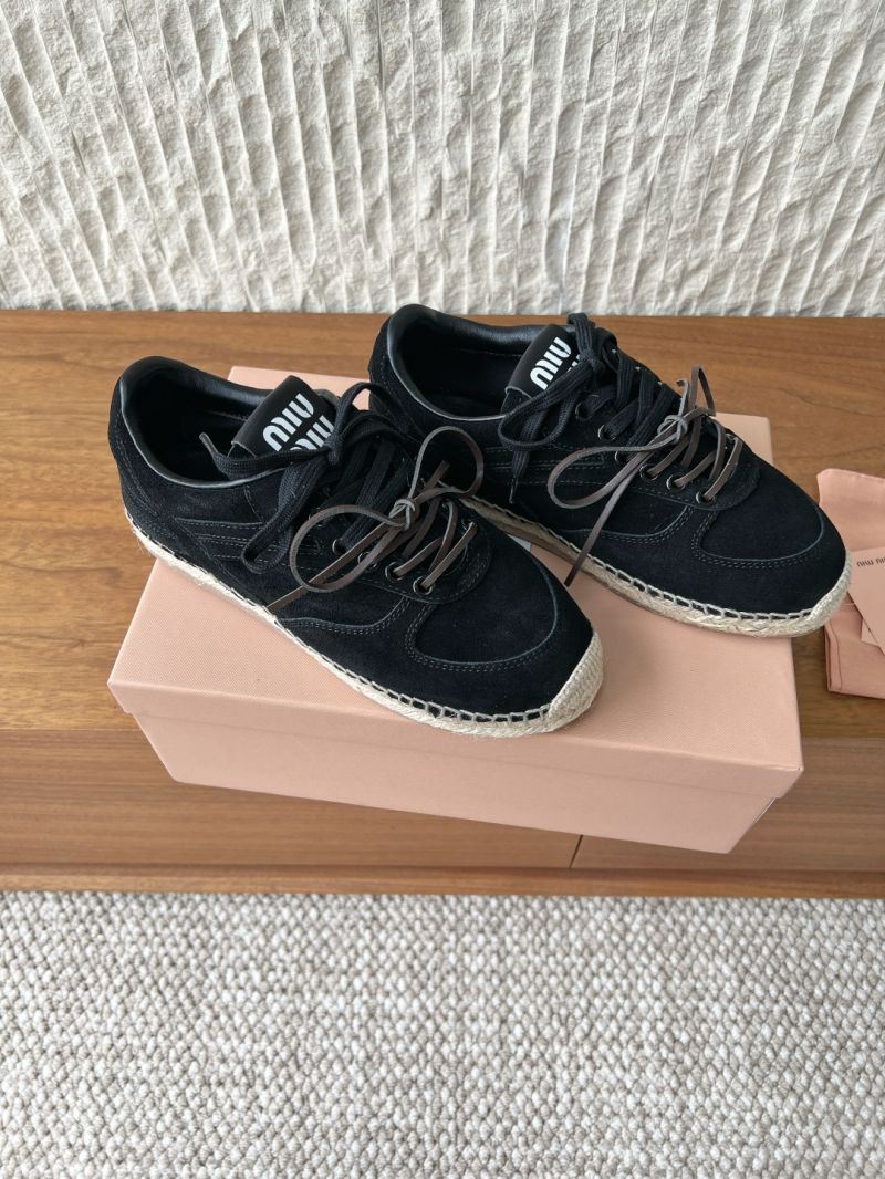 Miu Miu Gymnasium Suede Calfskin Sneakers 5E668E Black
