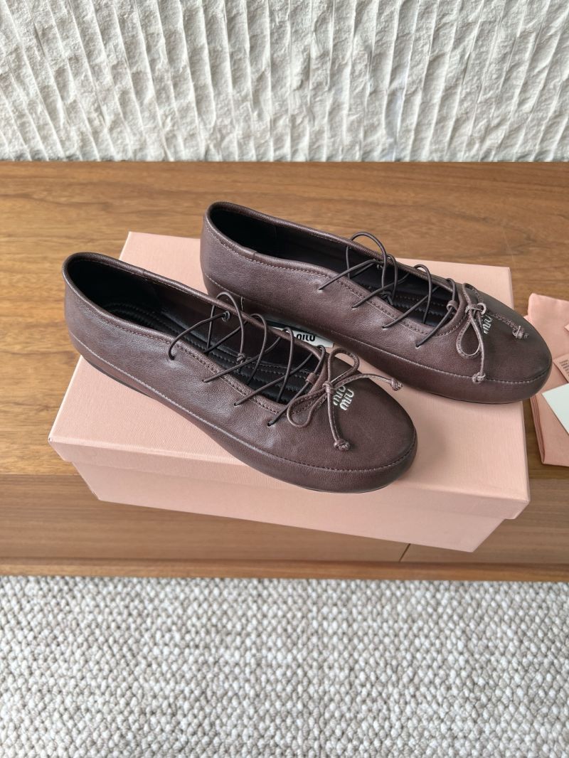 Miu Miu Nappa Leather Ballerinas 5F636E Briarwood