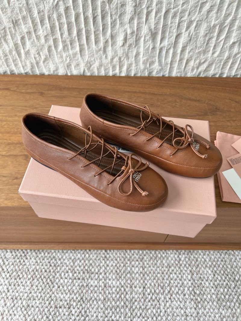 Miu Miu Nappa Leather Ballerinas 5F636E Oak