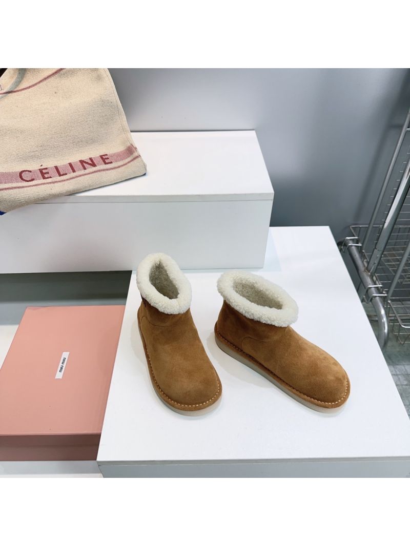 Miu Miu Suede and Shearling Booties 5T515E Brown