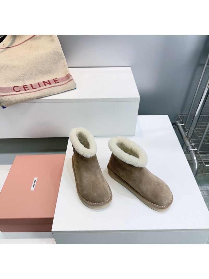 Miu Miu Suede and Shearling Booties 5T515E Grey