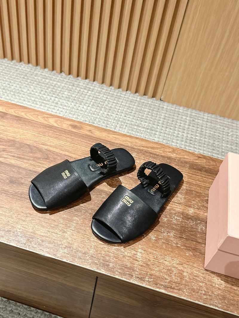 Miu Miu Ruches Nappa Leather Sandals 5X372E Black