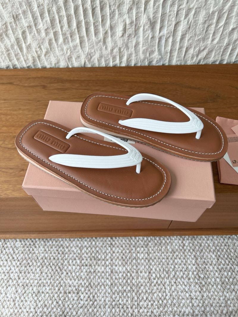 Miu Miu Thong Sandals Calfskin And TPU 5Y638E White