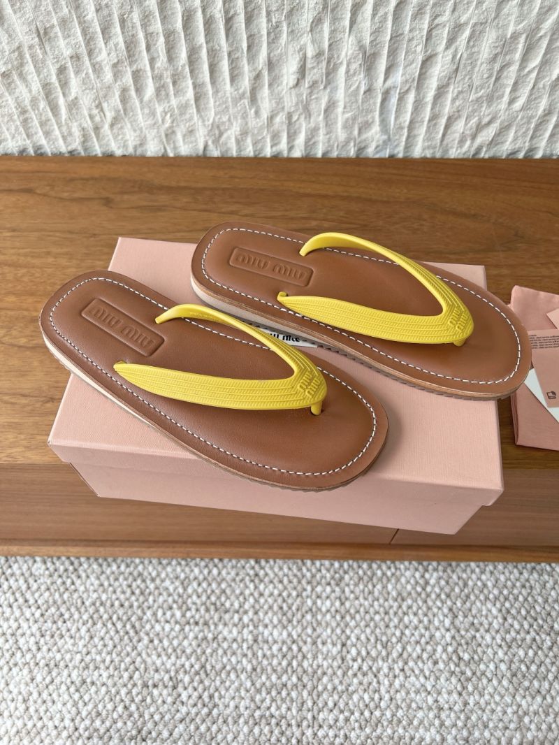 Miu Miu Thong Sandals Calfskin and TPU 5Y638E Yellow