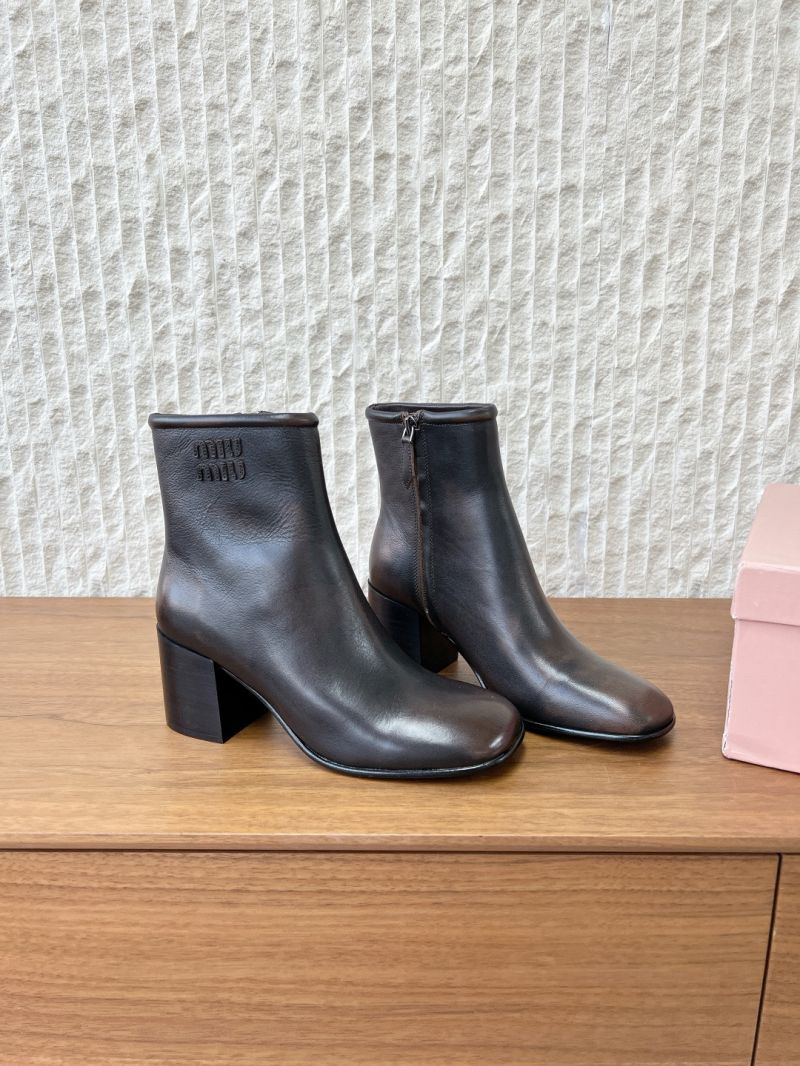 Miu Miu Fum&eacute; Leather Ankle Boots 65 7895461