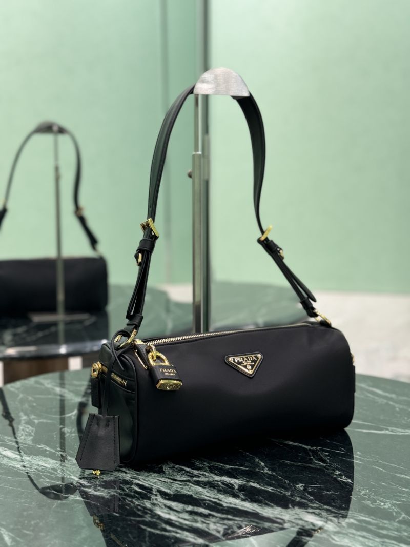 Prada Medium Re-Nylon and leather shoulder bag with padlock 1BC233