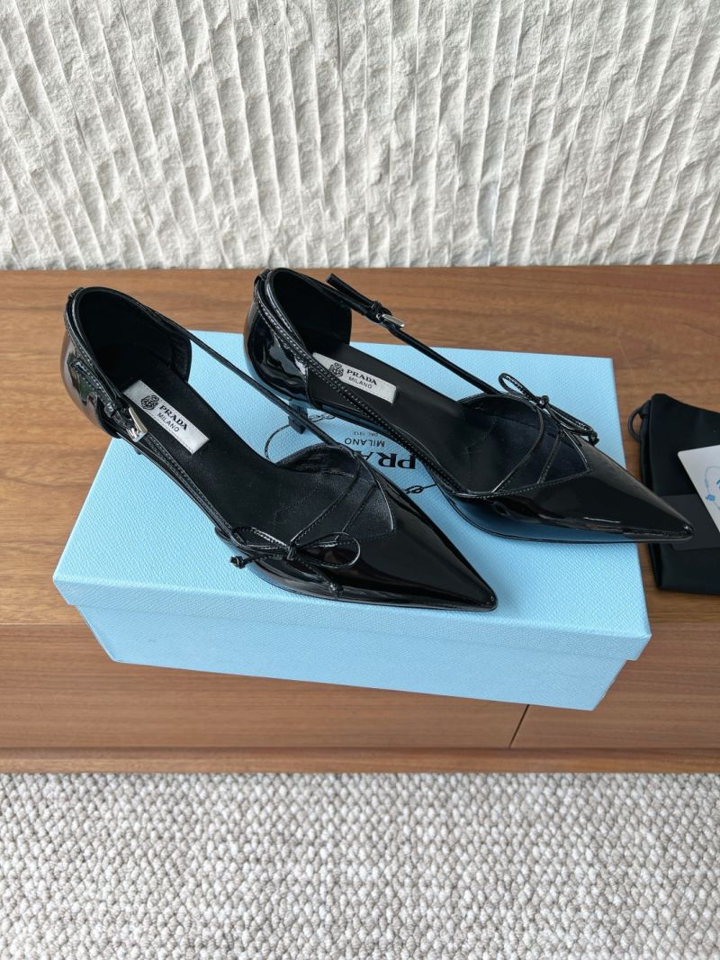 PRADA OPEN-SIDE LEATHER PUMPS 1I442O BLACK