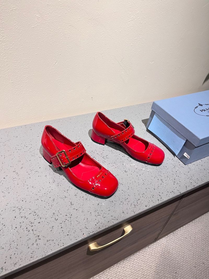 Prada Patent Leather Mary Jane Pumps 35mm Heel 1I816N Red