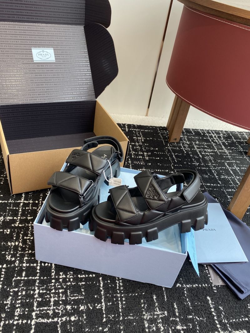 PRADA MONOLITH NAPPA LEATHER SANDALS 1X439N BLACK