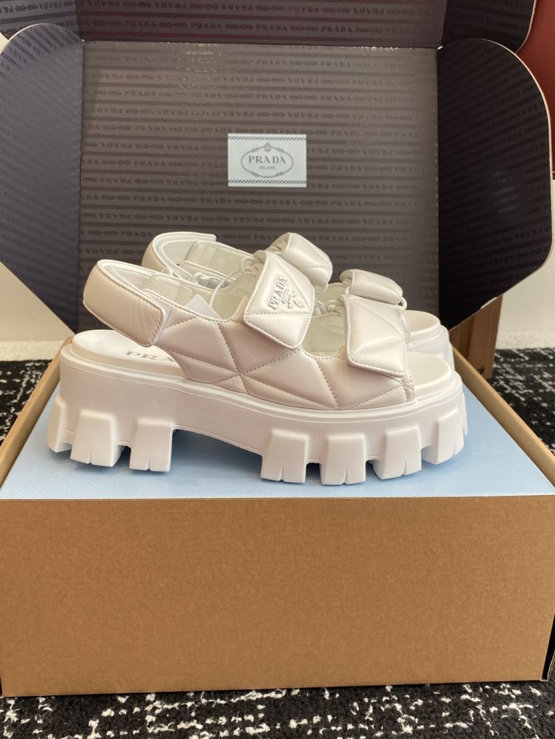 PRADA MONOLITH NAPPA LEATHER SANDALS 1X439N IVORY