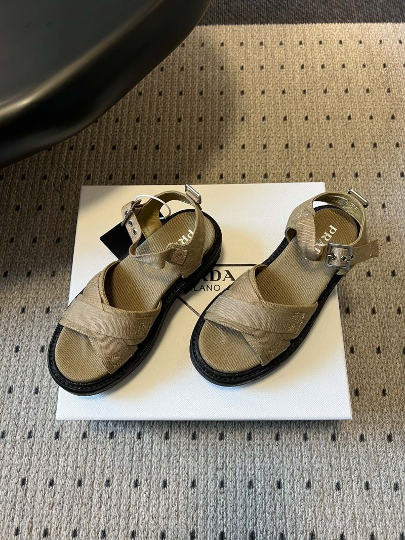 PRADA CANVAS SANDALS 1X466O1 MILITARY GREEN