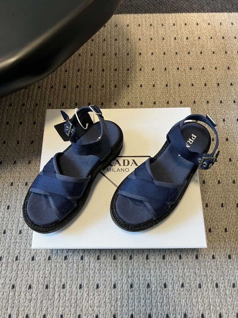 PRADA CANVAS SANDALS 1X466O1 NAVY
