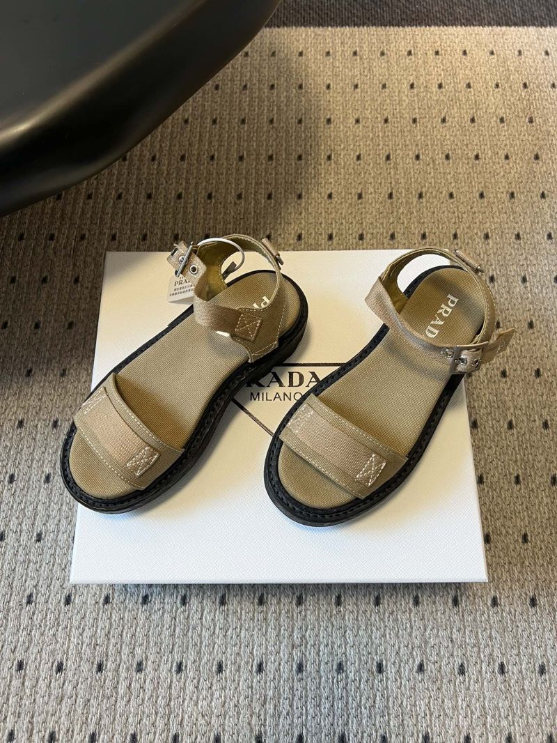 PRADA CANVAS SANDALS 1X466O MILITARY GREEN