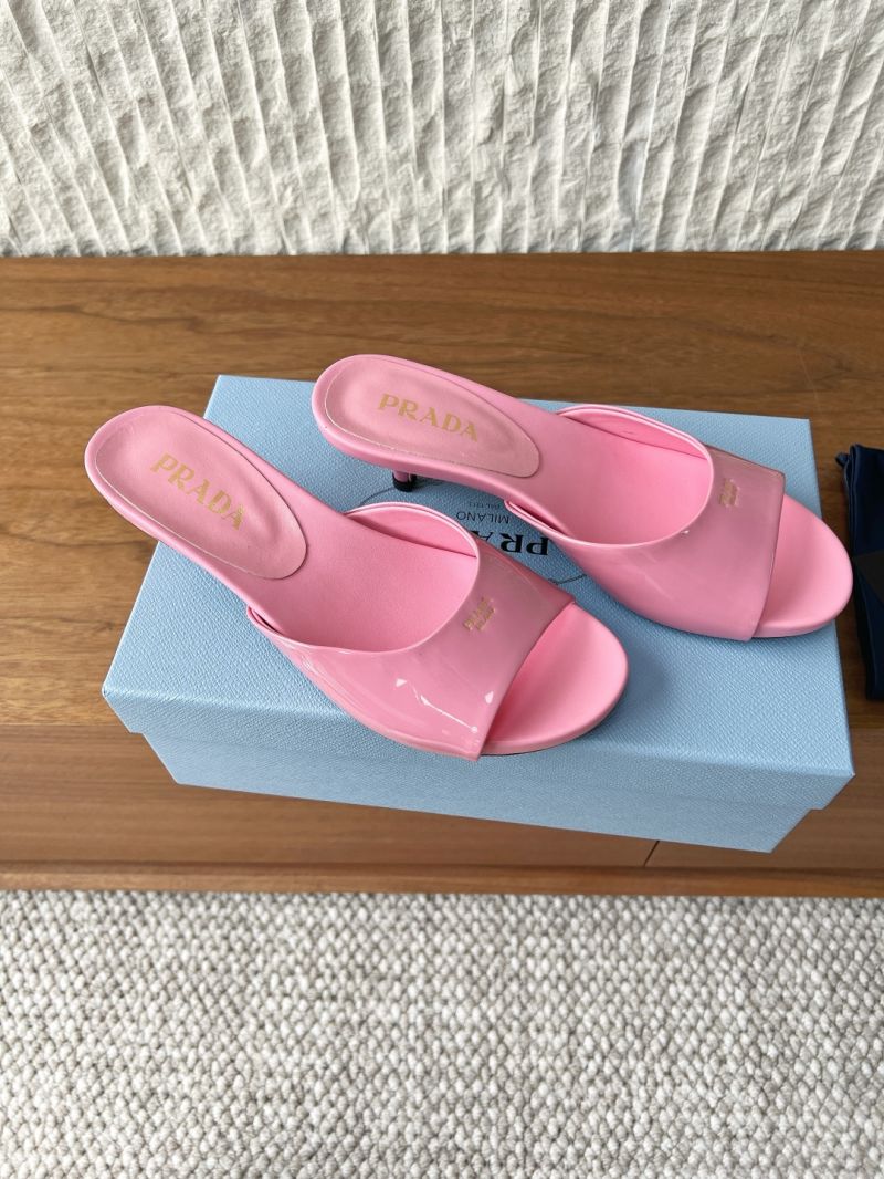 PRADA PATENT LEATHER KITTEN HEEL SANDALS 45MM 1XX799 PINK